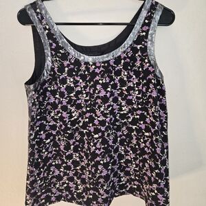 Marc Jacobs Exeter Print Top Floral Metallic Trim Silk and Mesh $168 – XS